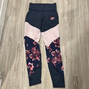 Nike women leggings, size small, navy blue and pink